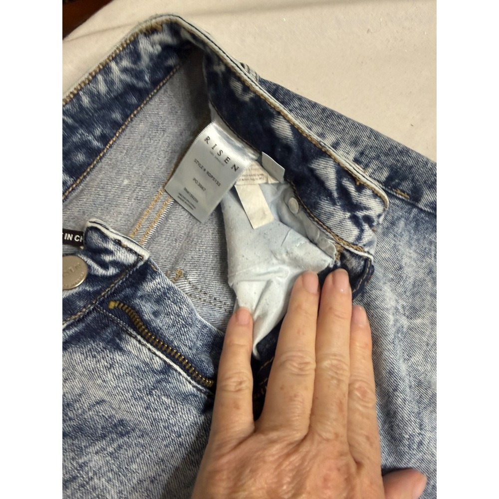 Risen Jeans Acid Wash Distressed Wide Leg Side Slit Denim Size 3/26 RDP5133 - Picture 2 of 8